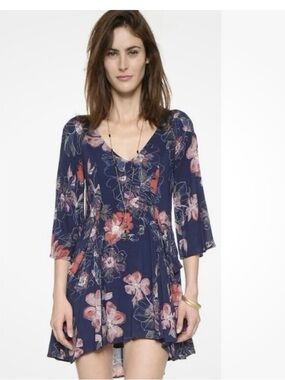 Free People Navy Floral Mini Dress